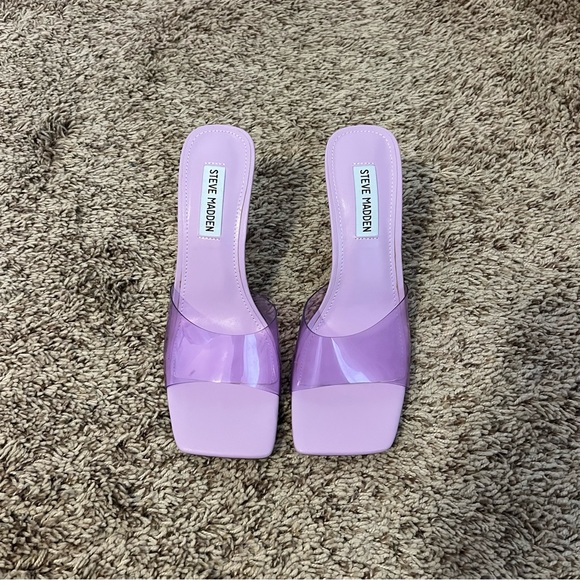 Steve Madden Elated Slide Sandals Heels Lilac Lucite - Picture 3 of 8